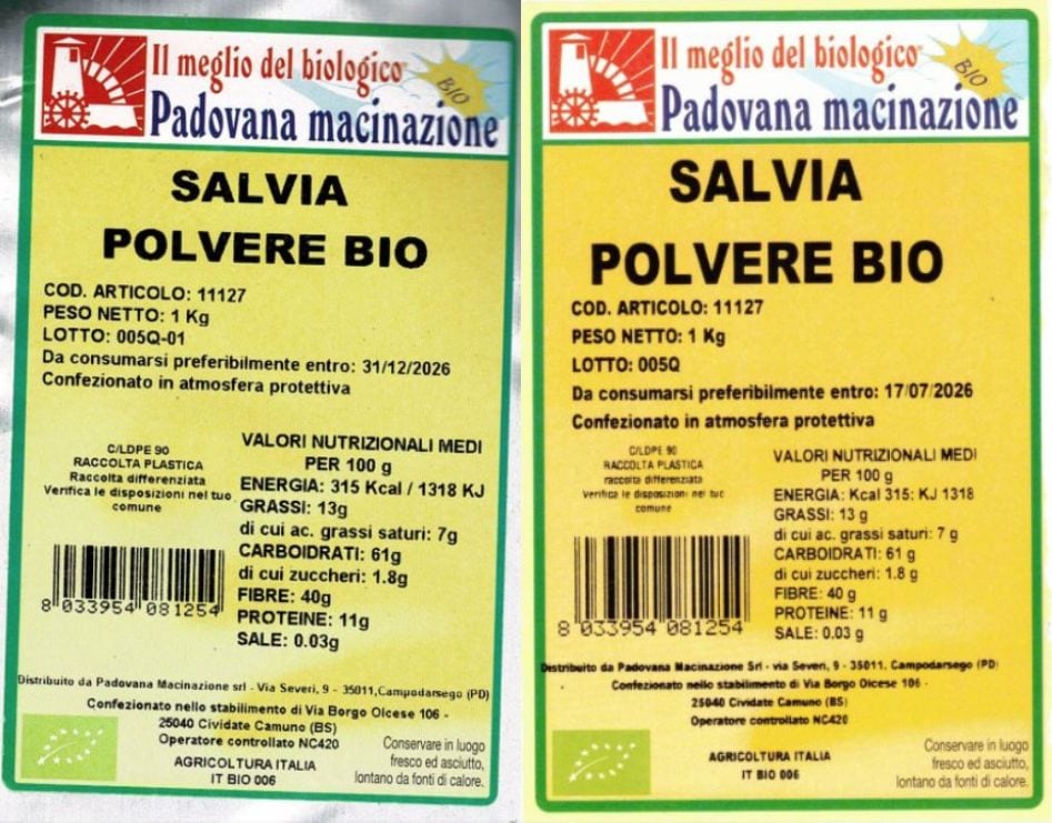 Glutine non dichiarato sull’etichetta, richiamata salvia in polvere: l’allerta del Ministero